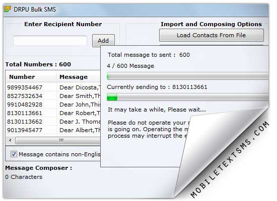 Screenshot of PC to GSM Mobile SMS
