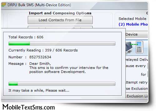 Screenshot of PC SMS Software
