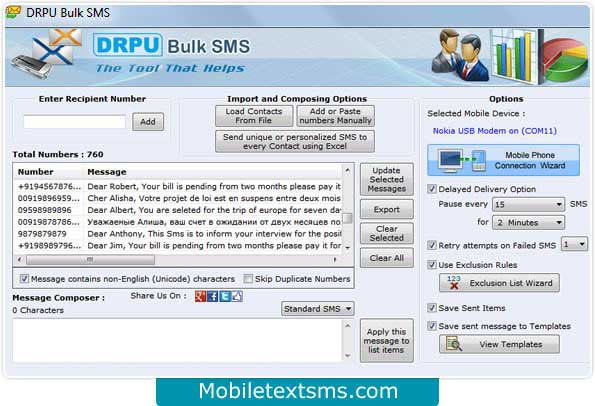 Mobile Text Messaging Software screenshot