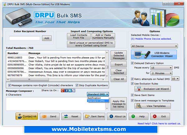 Bulk Text Messaging Program screenshot