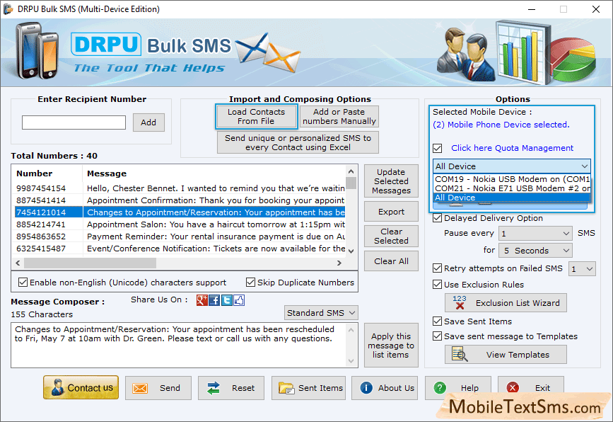 Text SMS Software (Multi-Device Edition) Screenshots