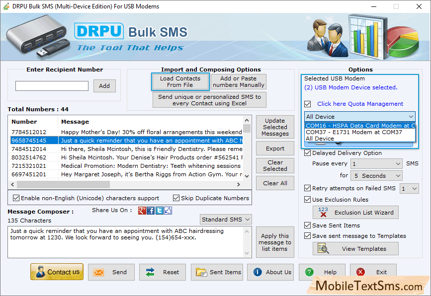 Text SMS Software (Multi USB Modem) Screenshots