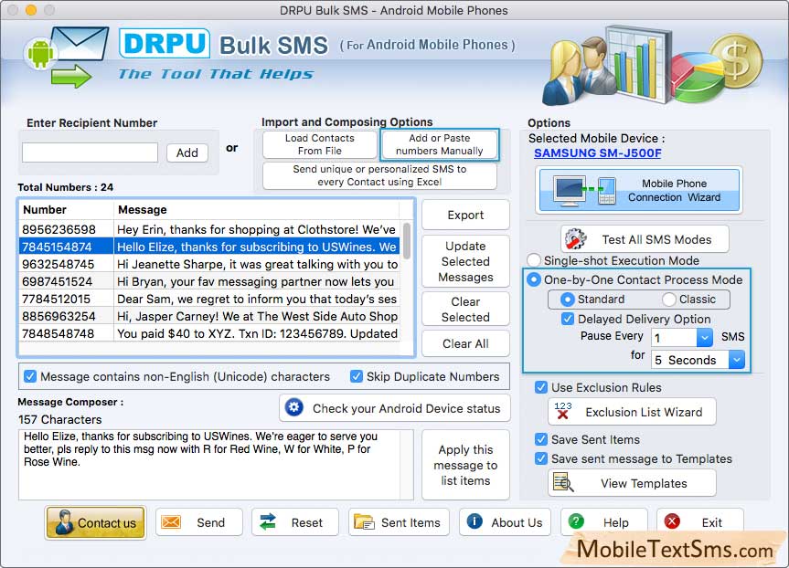 Android Mobile Text SMS Software for Mac Screenshots