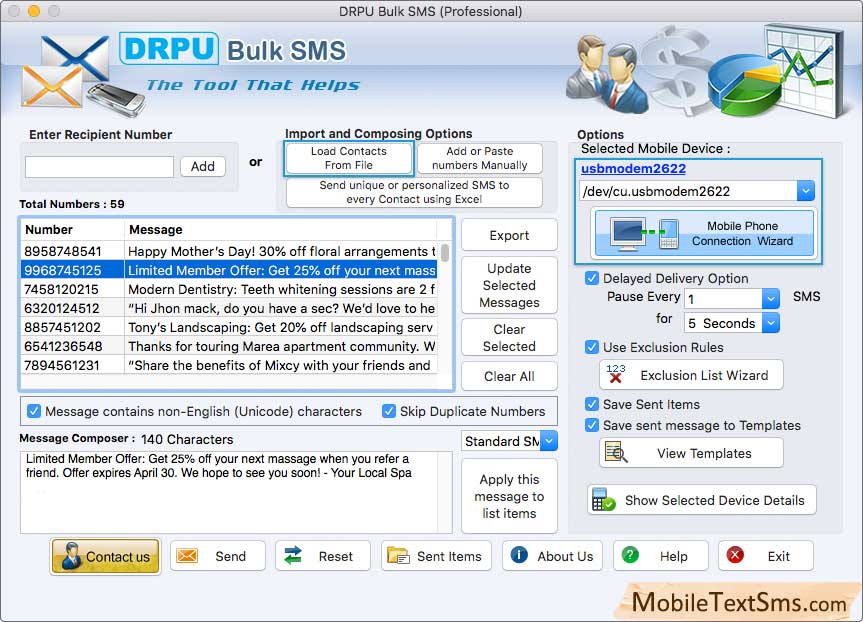 Mac Text SMS Software - Professional