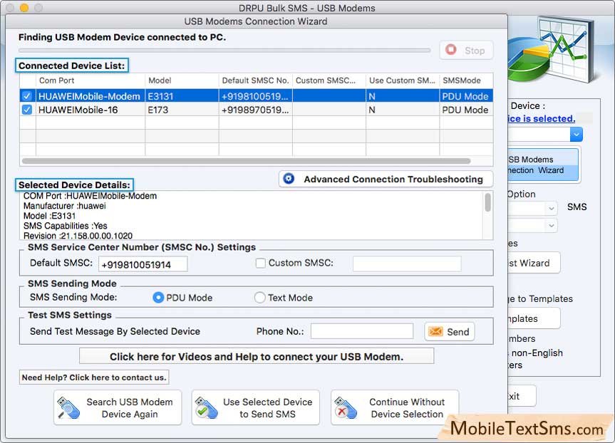 Mac Text SMS Software for USB Modems