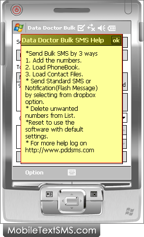 Pocket PC to Mobile Text SMS Software Screenshots