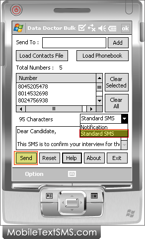 Pocket PC to Mobile Text SMS Software